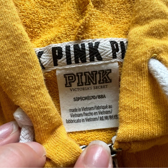 Victoria’s Secret PINK Bright Yellow Zip Hoodie Sweatshirt - Picture 4 of 7